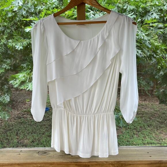 Anthropologie Deletta Alee Ruffled Blouse Ivory Size XS. NEW - Picture 4 of 11